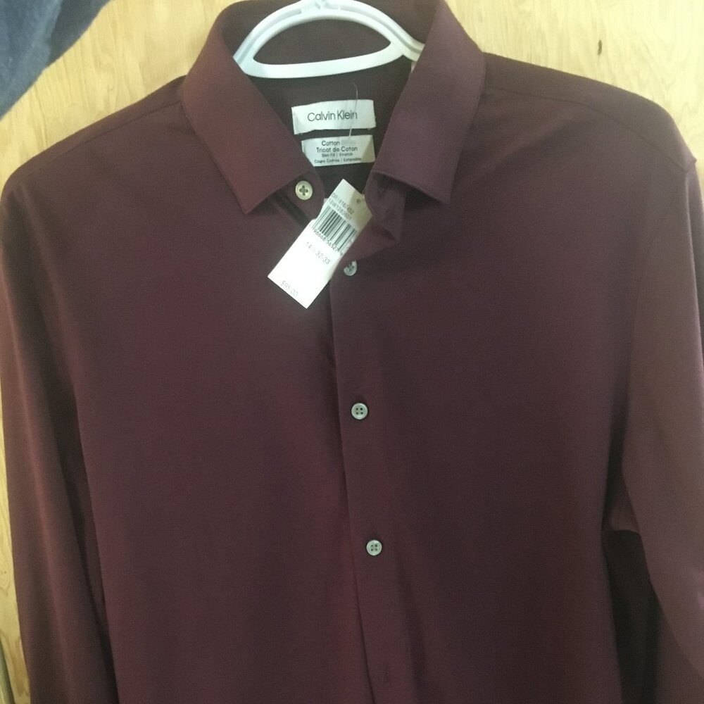 New Calvin Klein Burgundy Size S Dress Shirt